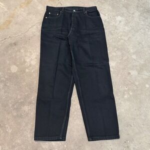 Vintage 90s Levi 560 Jeans Women 14 Black Loose Fit Straight Leg Denim Baggy